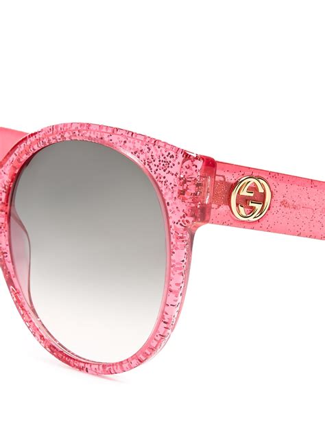 gucci glitter sunglasses pink|Gucci round pink sunglasses.